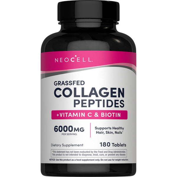 NEOCELL Grassfed Collagen Peptides + C & Biotin, 180 Caplets