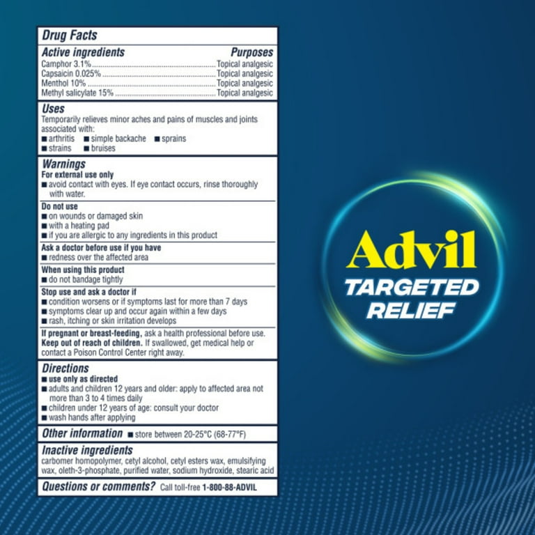 Advil Targeted Relief Pain Relieving Cream With Massage Applicator
