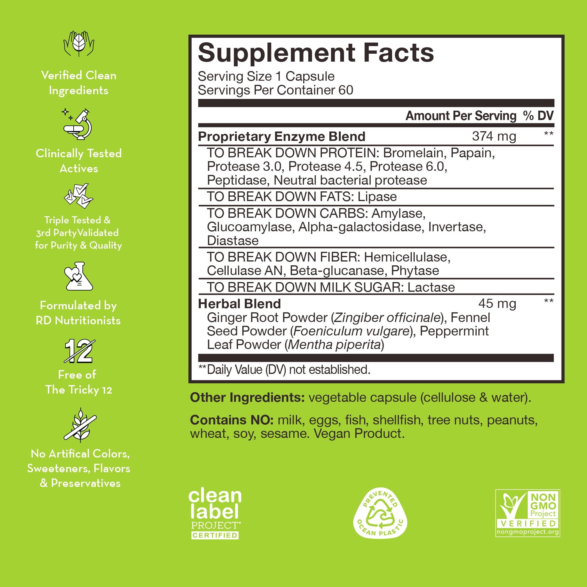 HUM Flatter Me Extra Strength Digestive Enzymes