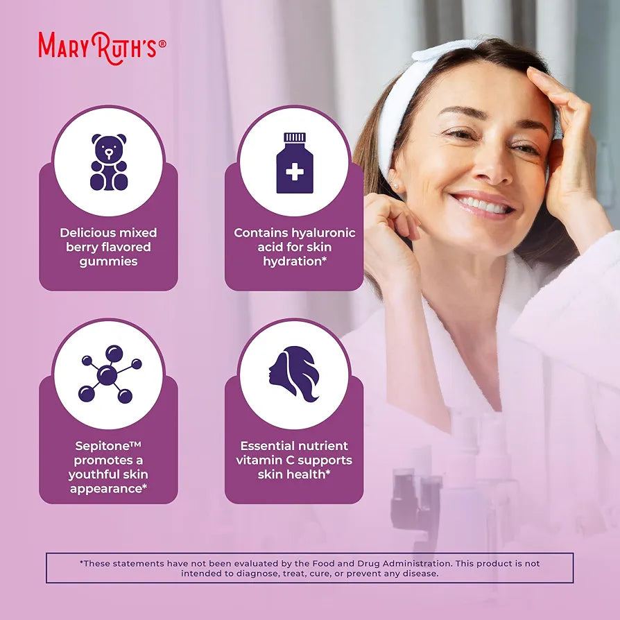 MaryRuth's Skin Restore + Renew Gummies With Hyaluronic Acid
