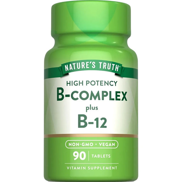 Nature's Truth Vitamin B Complex for Women & Men | Plus B12 | 90 Tablets
