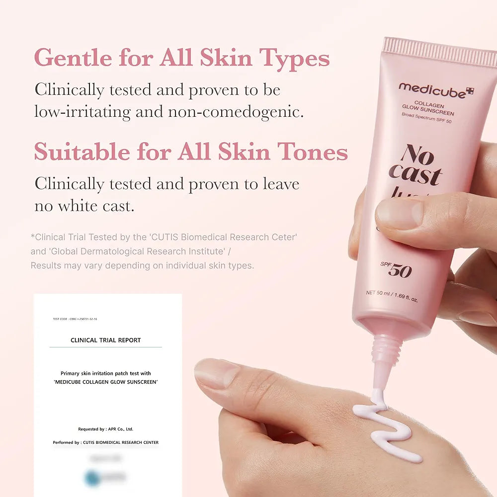 medicube Sunscreen No Cast Just Glow Collagen | SPF 50 Broad Spectrum Face Sunscreen