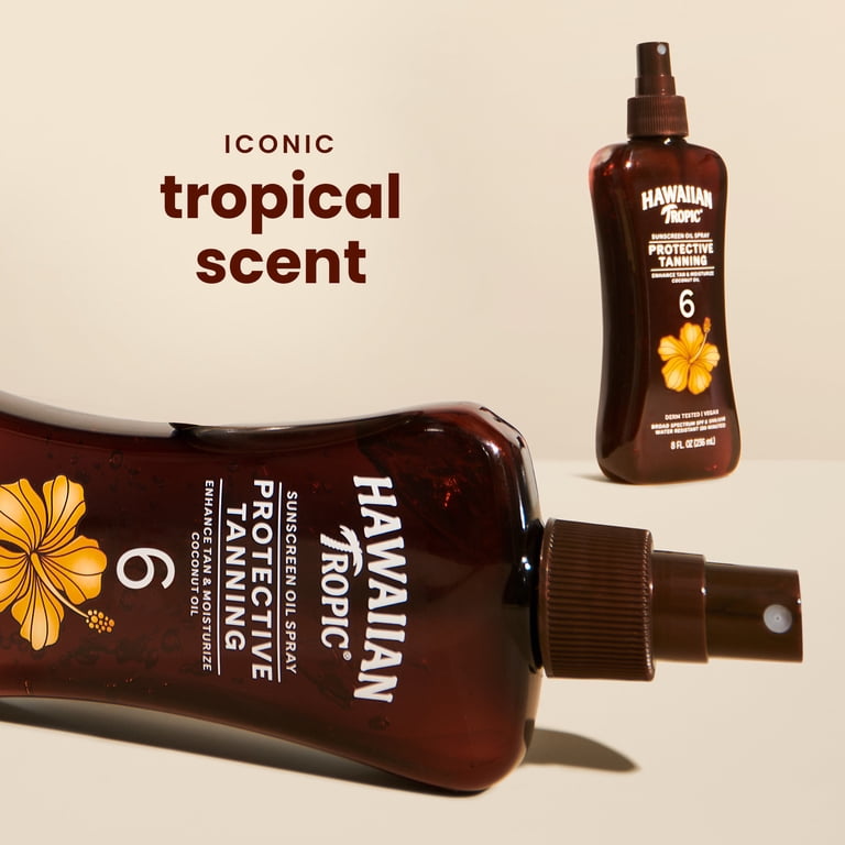 Hawaiian Tropic Island Tanning Sunscreen Oil Spray, SPF 6, Moisturize Coconut Oil