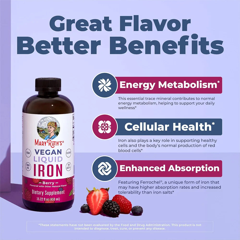 MaryRuth's Liquid Iron Supplement for Women Men & Kids