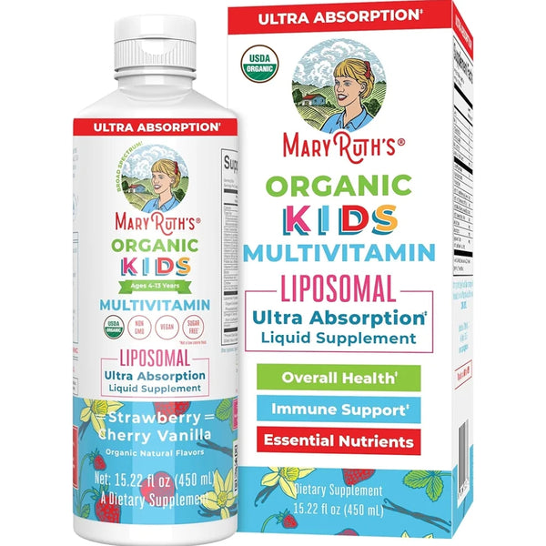 MaryRuth Organics Kids Multivitamin Liposomal | Vegan, Sugar-Free Vitamins for Kids | Ages 4+ | 2 Month Supply