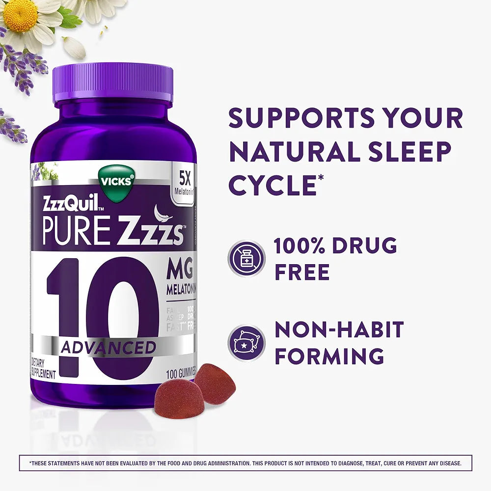 ZzzQuil Pure Zzzs Advanced Melatonin Gummies, Melatonin 10mg