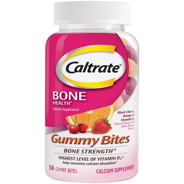 Caltrate Calcium Gummy Bites, Multi-Flavored, 50 Ct
