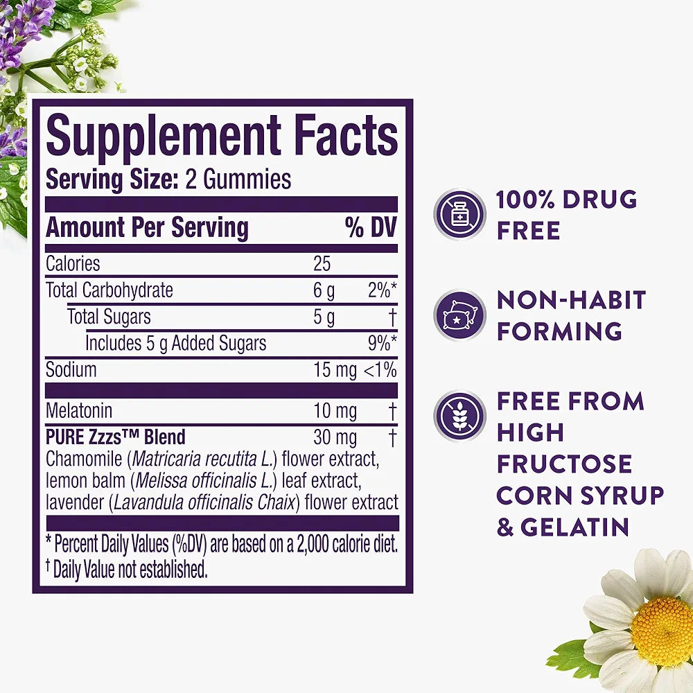 ZzzQuil Pure Zzzs Advanced Melatonin Gummies, Melatonin 10mg