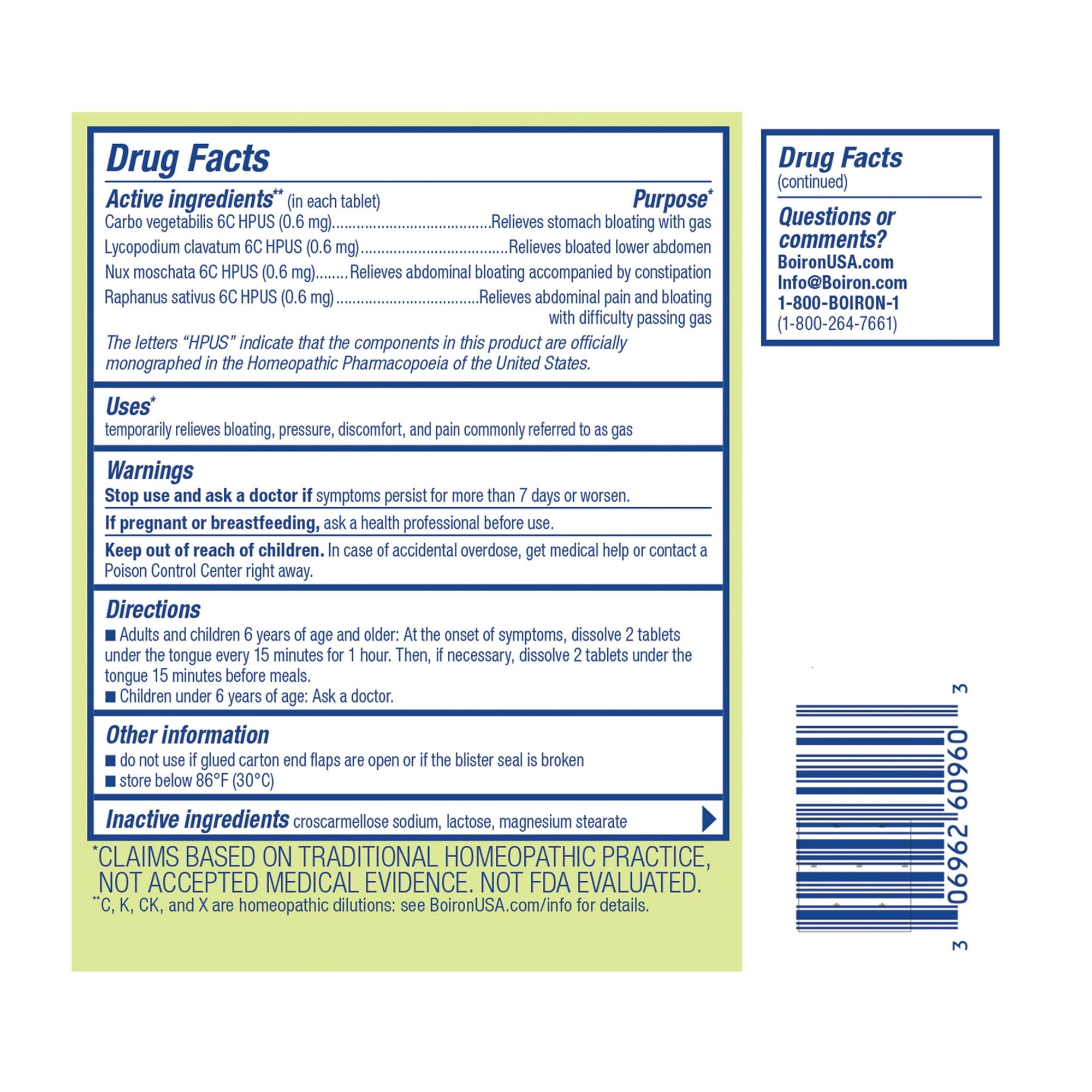 Boiron Gasalia Tablets for Gas Relief, Bloating, Pressure, Pain, Discomfort, 60 Meltaway Tablets