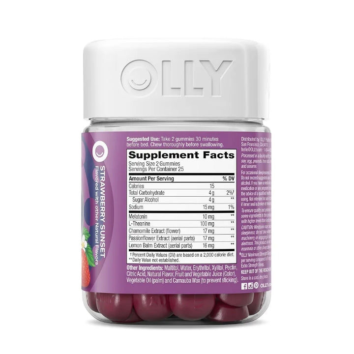 OLLY
Sleep, Maximum Strength, Strawberry Sunset, 70 Gummies