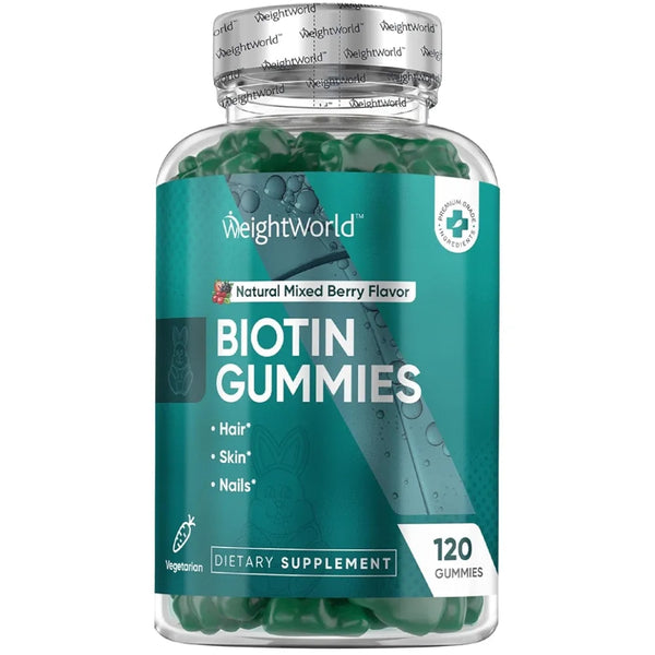 WeightWorld Biotin Gummies for Hair, Skin & Nails 5000mcg - 120 Count
