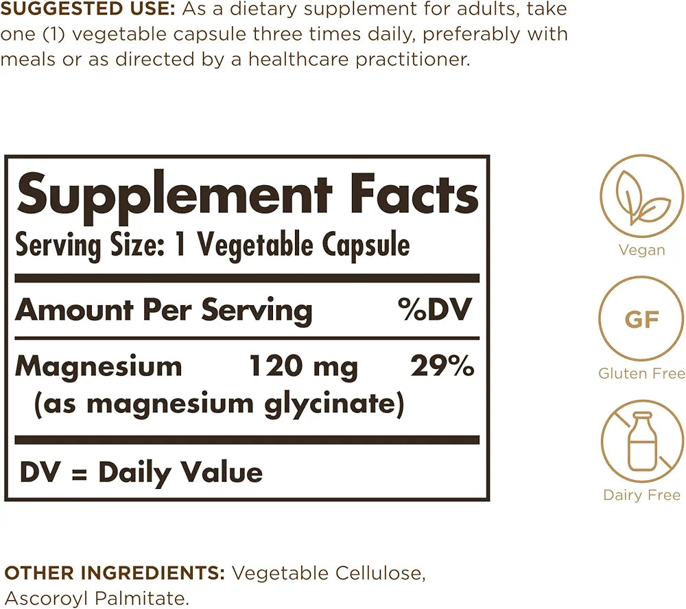 Solgar Magnesium Glycinate - 90 Vegetable Capsules