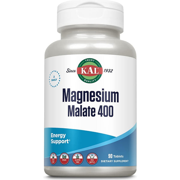 KAL Magnesium Malate 400mg, Chelated Magnesium Supplement with Malic Acid