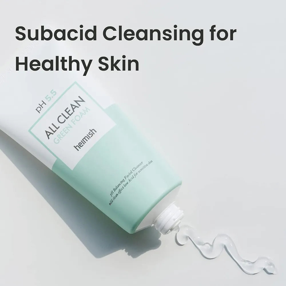 HEIMISH pH 5.5 All Clean Green Foam Moisturizing Facial Cleanser with Amino Acids, Gentle Foam