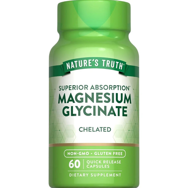 Nature's Truth Chelated Superior Absorption Magnesium Glycinate 60 Quick Release Capsules