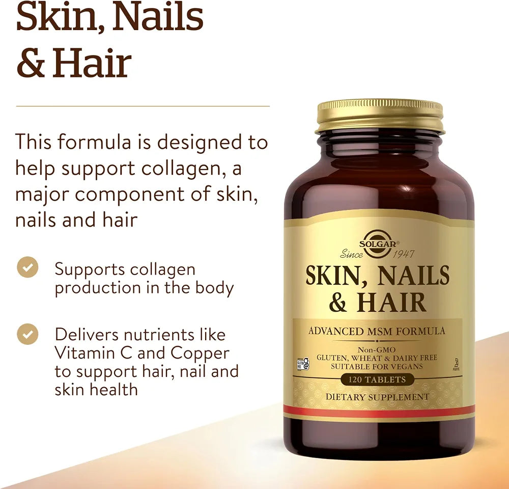 Solgar Skin, Nails & Hair, Advanced MSM Formula, 120 Tablets