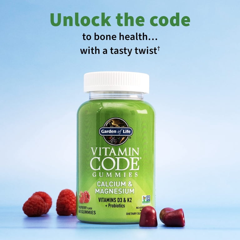 Garden of Life Vitamin Code Gummies Calcium & Magnesium, Raspberry, 60 Gummies