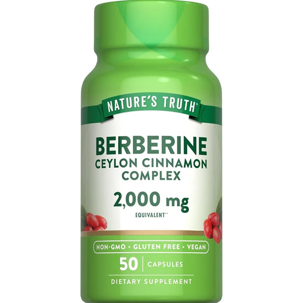 Nature's Truth Berberine with Ceylon Cinnamon Complex | 2,000mg | 50 Vegan Capsules