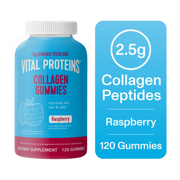 Vital Proteins Collagen Peptides Joint Supplement Gummies for Hair, Skin, and Nails, Raspberry, 120 Count