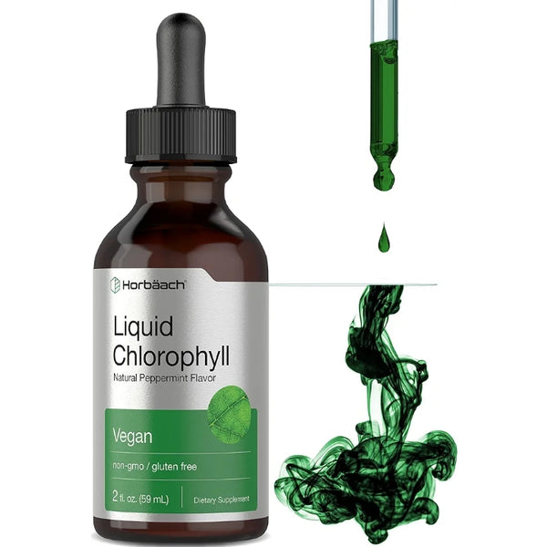 Horbäach Liquid Chlorophyll Drops | 59ML |Natural Peppermint Flavor