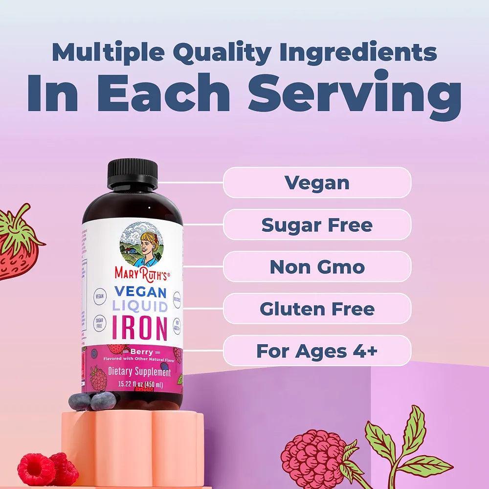 MaryRuth's Liquid Iron Supplement for Women Men & Kids