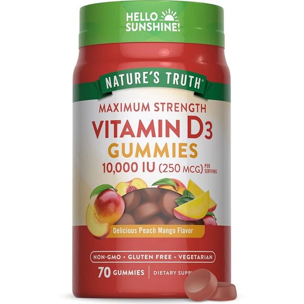 Nature's Truth Vitamin D3 10,000 IU (250 mcg) | Max Strength
70 Vegetarian Gummies