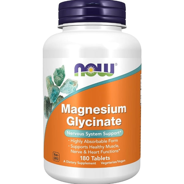 NOW Foods , Magnesium Glycinate , Highly Absorbable Form, 180 Tablets