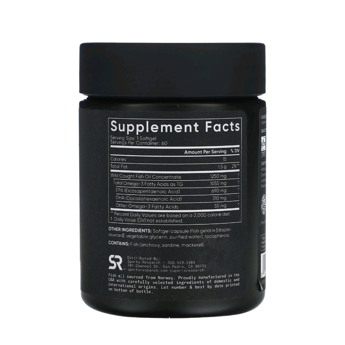 Sports Research Omega-3 Fish Oil 1250 - Triple Strength Fish Oil-60 ct