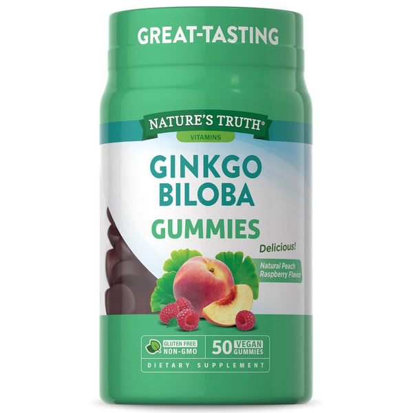 Nature's Truth Ginkgo Biloba Gummies | 100mg | 50 Count | Peach Raspberry Flavor