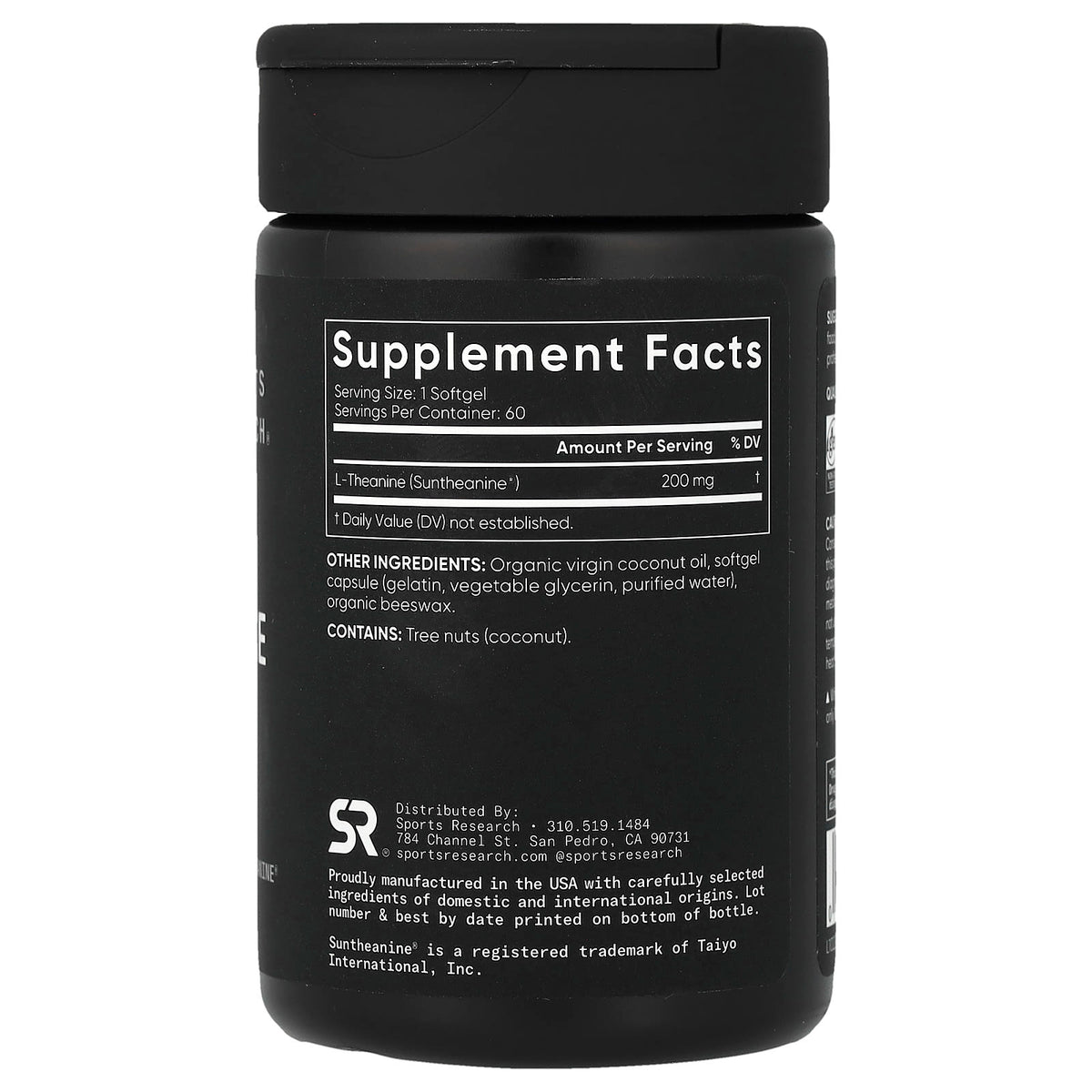 Sports Research® L-Theanine 200mg with Suntheanine®, 60 Softgels