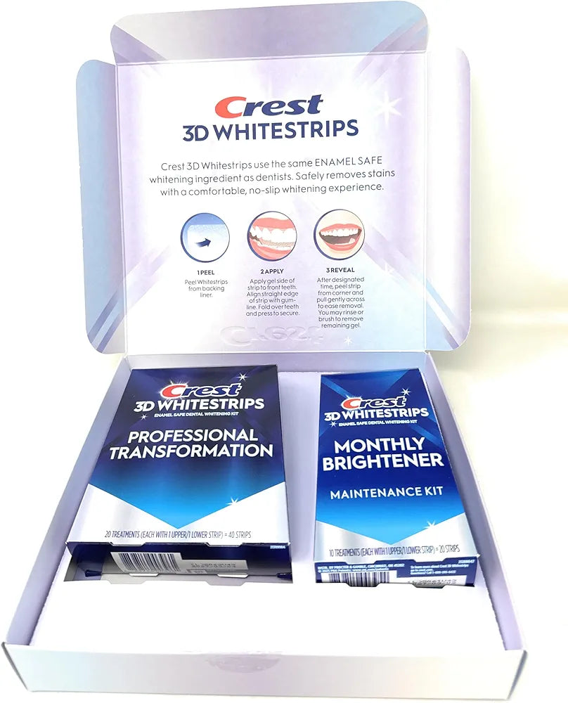 Crest 3D White 40 Professional Teeth Whitening Strips & 20 Monthly Brightener