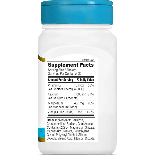 21st Century Cal Mag Zinc +D Tablets, 90 Count