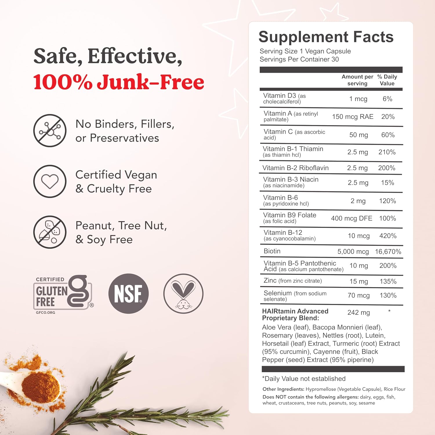 HAIRtamin Vegan Hair Vitamins for Faster Hair Growth