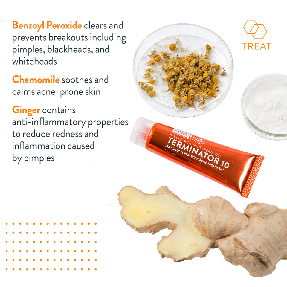 AcneFree Terminator 10 Acne Spot Treatment with Benzoyl Peroxide 10% Maximum Strength Acne Cream Treatment