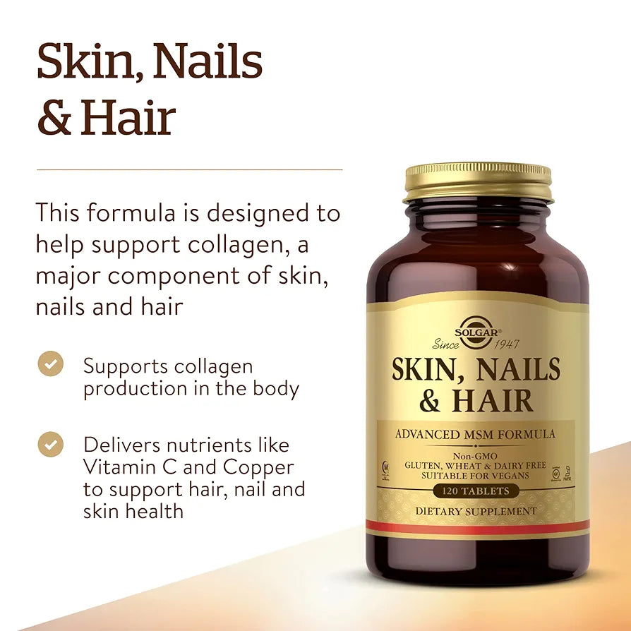 Solgar Skin, Nails & Hair, Advanced MSM Formula, 120 Tablets