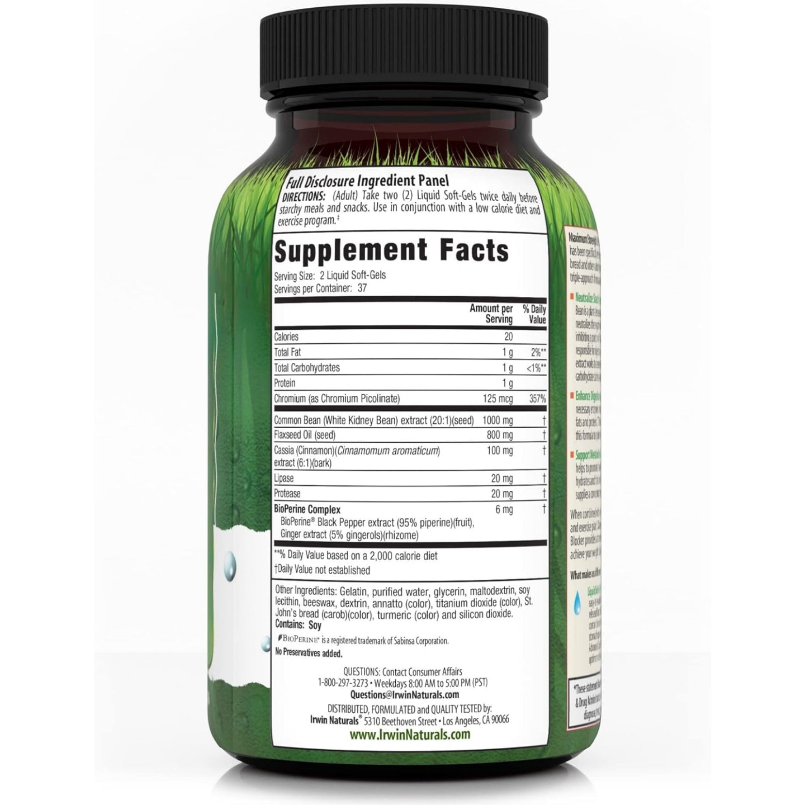 Irwin Naturals Maximum Strength 3-in-1 Carb Blocker - Neutralize Carbohydrates - 75 Liquid Softgels