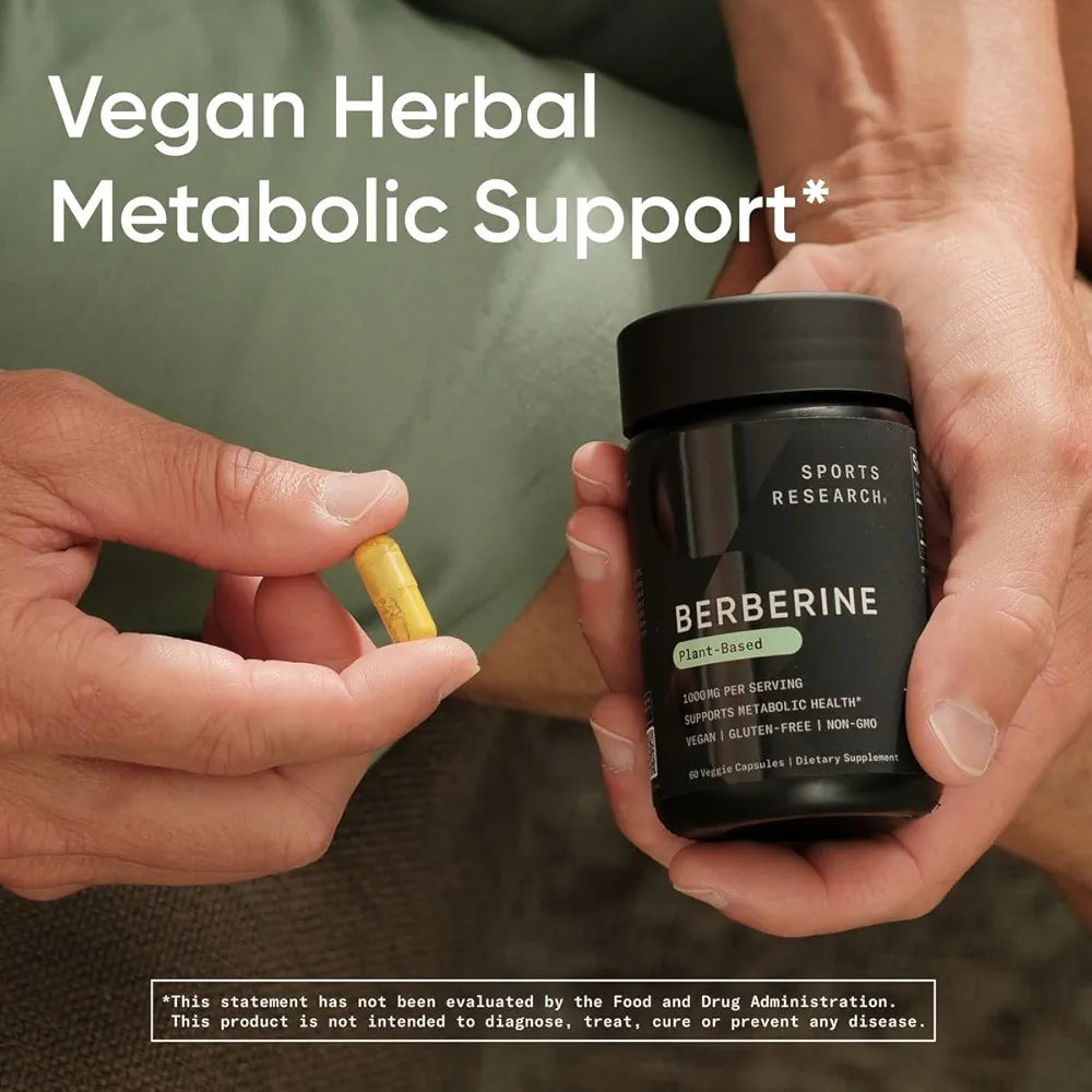 Sports Research Berberine - Herbal Ayurvedic Metabolic Health Support - 500 mg - 60 Capsules