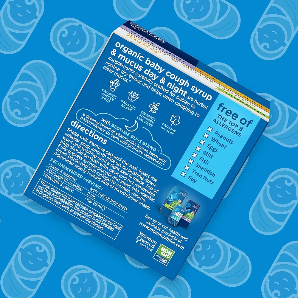 Mommy's Bliss Organic Baby Cough Syrup & Mucus Relief, Day and Night Combo Pack