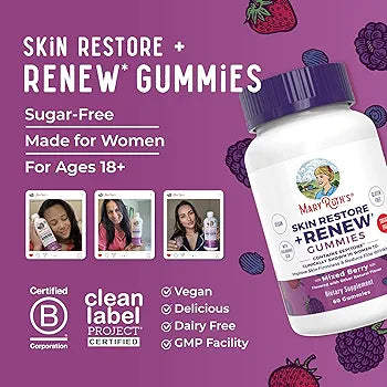MaryRuth's Skin Restore + Renew Gummies With Hyaluronic Acid