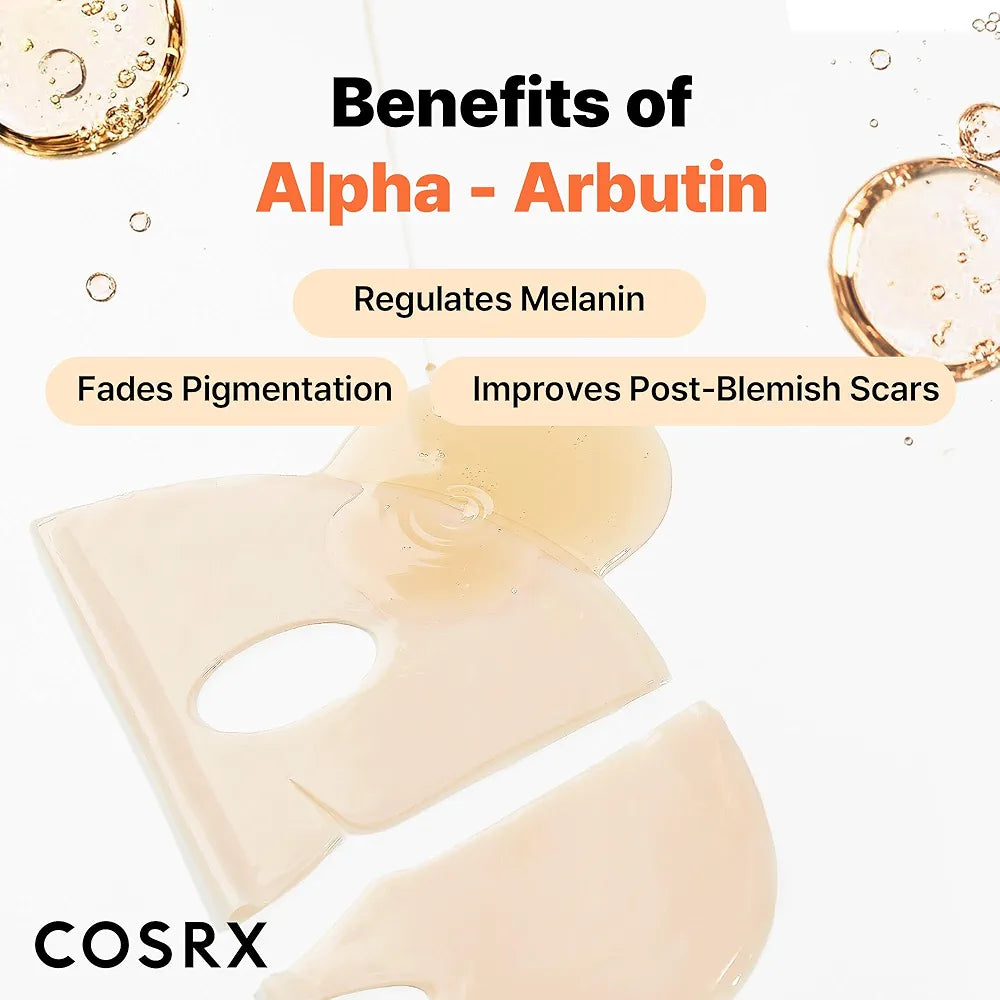 COSRX The Alpha-Arbutin Discoloration Care Hydrogel Face Masks Skincare 3 EA