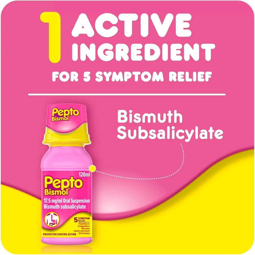Pepto-Bismol for Nausea, Heartburn, Indigestion, Upset Stomach and Diarrhoea Relief