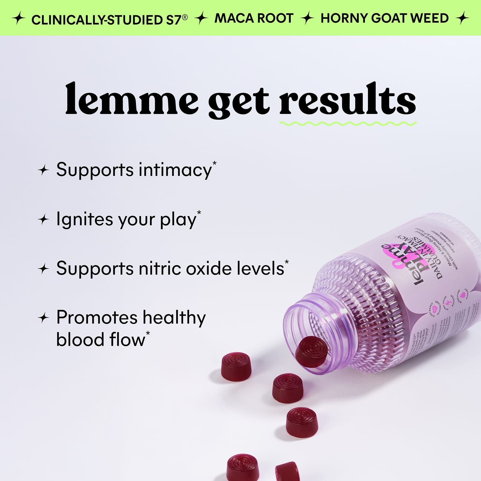 Lemme Play, Daily Intimacy Gummies, Cherry, 60 Gummies
