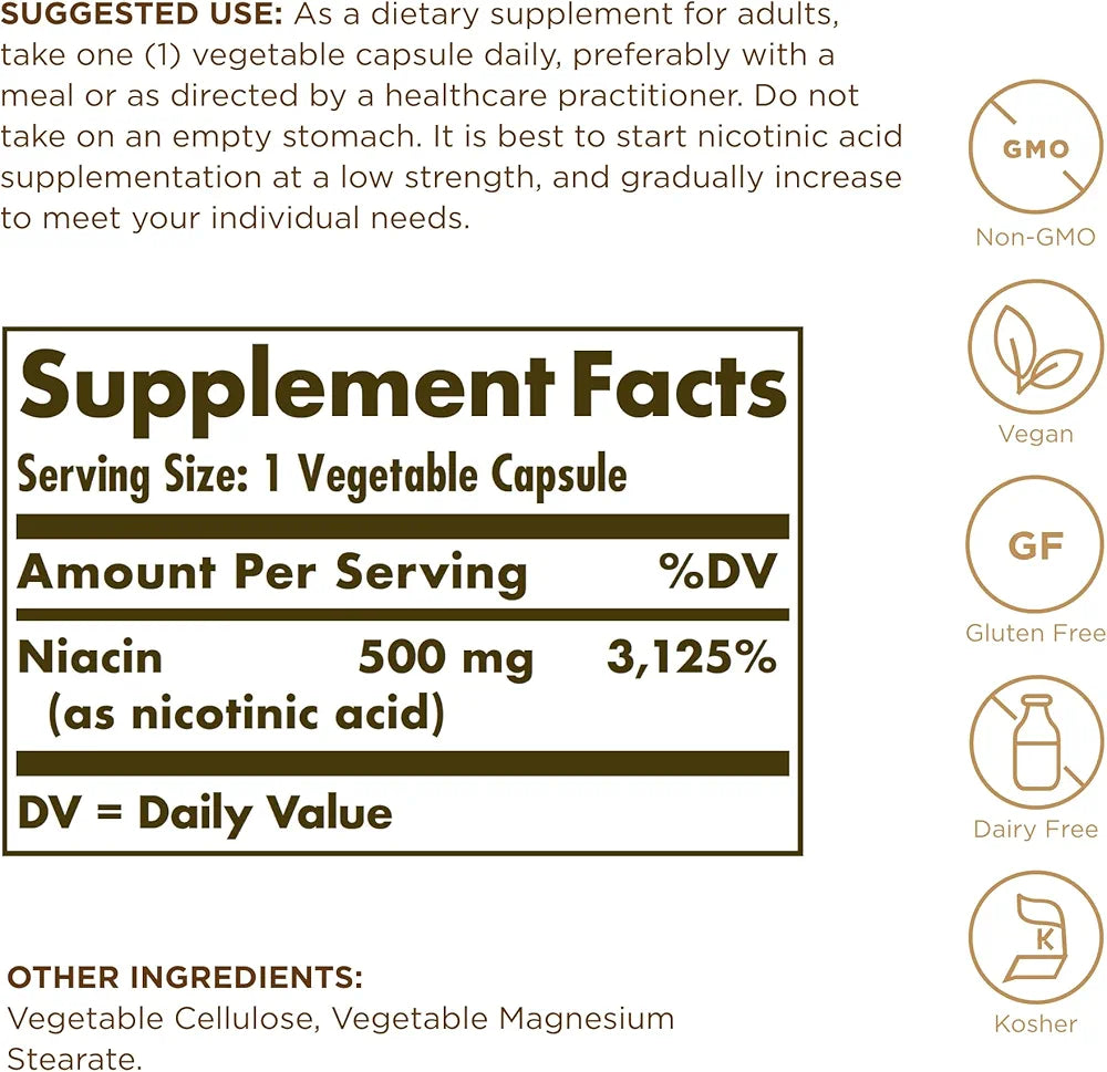 Solgar Niacin 500mg - 100 VCaps