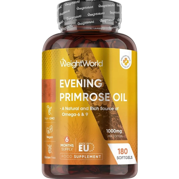 WeightWorld Evening Primrose Oil 1000mg - 180 Softgels - 6 Months Supply