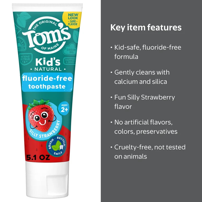 Tom's of Maine Kids Fluoride-Free Natural Toothpaste, Silly Strawberry