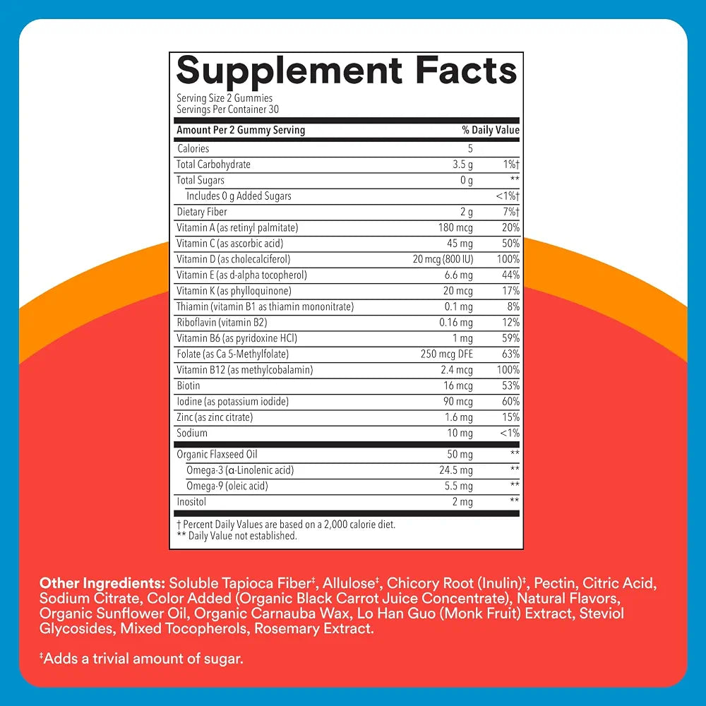 SmartyPants Kids Zero Sugar Multi & Omegas Multivitamin Gummies with Omega 3