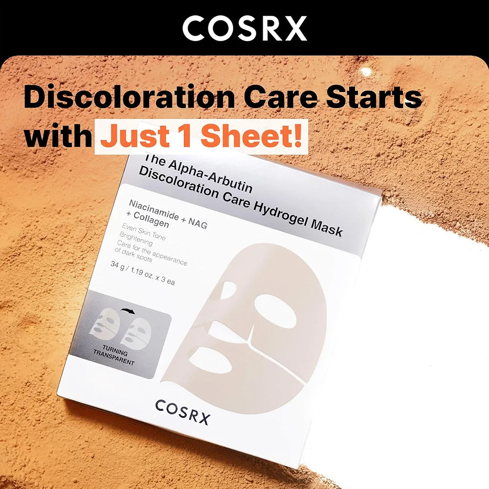 COSRX The Alpha-Arbutin Discoloration Care Hydrogel Face Masks Skincare 3 EA