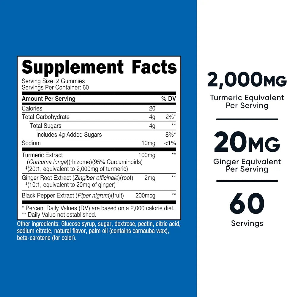 Nutricost Turmeric Gummies (2,000mg) 120 Gummies, 60 Servings