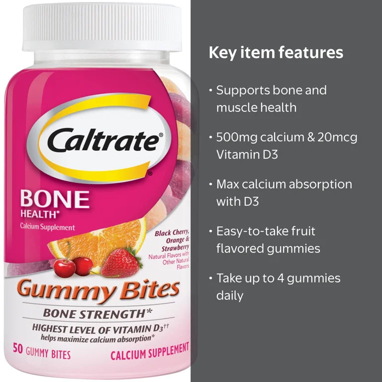 Caltrate Calcium Gummy Bites, Multi-Flavored, 50 Ct