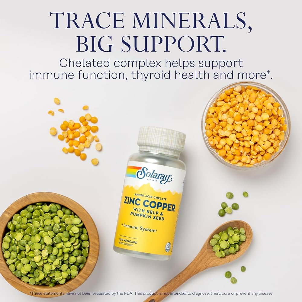 SOLARAY Zinc Copper Amino Acid Chelate, 100 VegCaps
